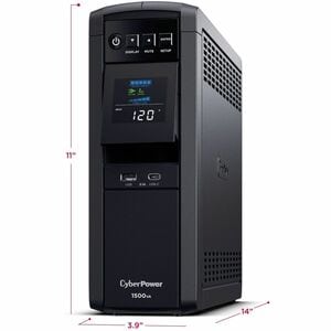 1500VA/1000W PFC SINE WAVE UPS 12 NEMA 5-15R, NEMA 5-15P, 3 YR WTY