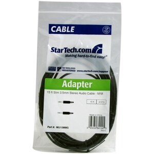 StarTech 15 ft Slim 3.5mm Stereo Audio Cable - M/M - Easily connect an iPod or other MP3 player to your stereo