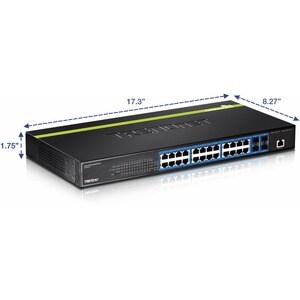 TRENDnet 24-Port Gigabit Layer 2 Switch with 4 Shared Mini-GBIC Slots; 48 Gbps Switching Capacity; SNMP; Lifetime Protecti