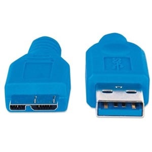 Manhattan Cable USB V3.0 A-Micro B 2.0M Azul - Cable for Concentrador USB, Portátil, Cámara, PDA, Computadora de escritori