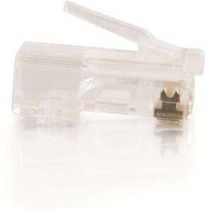 C2G RJ45 Cat5E Modular Plug for Round Stranded Cable Multipack (100-Pack) - 1 Pack - 1 x RJ-45 Network Male - Clear