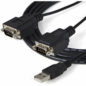 StarTech.com 6ft (1.8m) 2-Port FTDI USB to Serial RS232 Adapter Cable with COM Retention, USB to RS232 Adapter - TAA - Dua