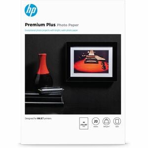 HP Premium Plus Inkjet Photo Paper - Recycled - A4 - 210 mm x 297 mm - 300 g/m² Grammage - Semi-gloss - 20 / Pack - Smudge