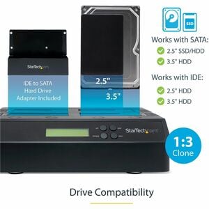 StarTech.com 4-Bay Hard Drive Duplicator and Eraser, External HDD/SSD Cloner / Copier / Wiper Tool, USB 3.0/eSATA to SATA 