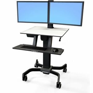 Ergotron WorkFit-C Computer Trolley - 14.74 kg Load Capacity - 4 Casters - Black, Grey - 61 cm (24") Screen Supported