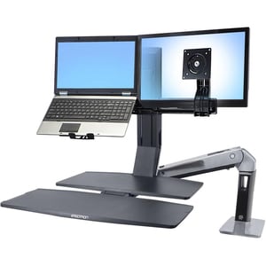 Ergotron WorkFit Multi Component Mount for Workstation - Black - Height Adjustable - 1 Display(s) Supported - 61 cm (24") 