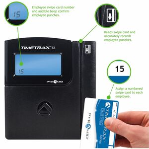 Pyramid Time Systems TimeTrax EZ Swipe Time Clock System, Ethernet - Magnetic Strip - 50, Upgradeable To 500 - Digital - W