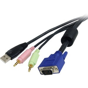 StarTech.com 6 ft 4-in-1 USB VGA KVM Switch Cable with Audio - 1 x Type B Male Keyboard/Mouse, 1 x HD-15 Male VGA, 2 x Min