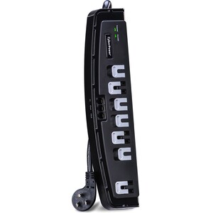 CyberPower CSP708T Professional 7 - Outlet Surge with 1650 J - Clamping Voltage 400V, 8 ft, NEMA 5-15P, Right Angle - 45° 