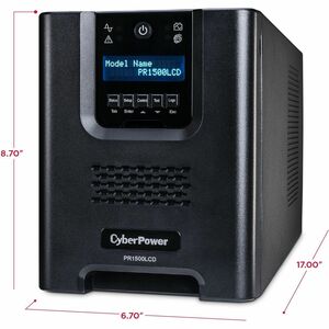 CyberPower PR1500LCD Smart App Sinewave UPS Systems - 1500VA/1500W, 120 VAC, NEMA 5-15P, Mini-Tower, Sine Wave, 8 Outlets,