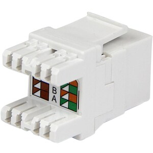 StarTech.com 180° Cat 6 Keystone Jack - RJ45 Ethernet Cat6 Wall Jack White - 110 Type - Terminate Cat6 cables at a 180° an