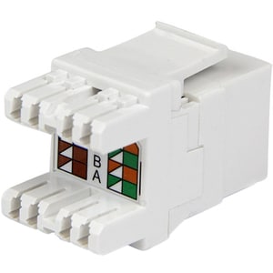 StarTech.com 180° Cat 6 Keystone Jack - RJ45 Ethernet Cat6 Wall Jack White - 110 Type - Terminate Cat6 cables at a 180° an