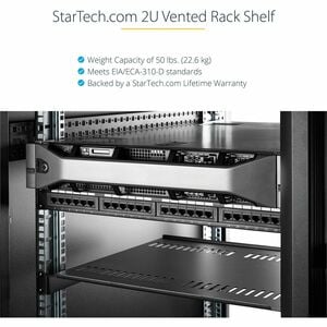 FIXED CANTILEVER UNIVERSAL VENTED RM SHELF BLACK 2U 16IN