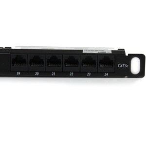 StarTech.com 24 Port 0.5U Cat5e Patch Panel - RJ45 Ethernet Rackmount Cat 5e 110 Patch Panel - 24 x RJ-45