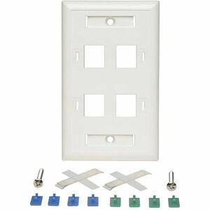 Tripp Lite series White Keystone Faceplate - 4 Ports - 4 x Socket(s) - 1-gang - Wall Mount - White 