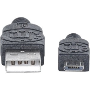 Manhattan Cable USB V2 A-Micro B, Bolsa PVC 0.5M Negro - Cable for Portátil, Computadora de escritorio - 480Mbit/s - Apant