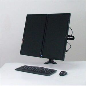 Amer Mounts Clamp Based Dual Monitor Mount for two 15"-24" LCD/LED Flat Panel Screens - Supports up to 26.5lb monitors, +/