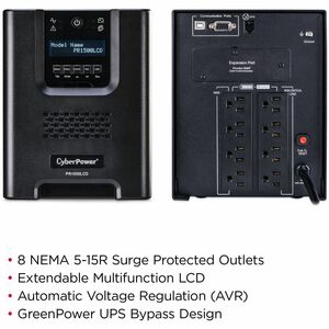 UPS de línea interactiva CyberPower Smart Application PR1500LCD - 1.50kVA/1.05kW - Minitorre - 8Hora(s) Recharge - 110 V A