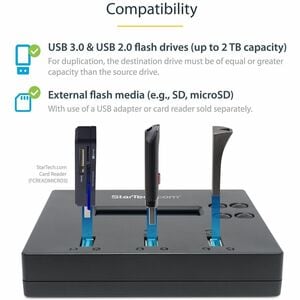 StarTech.com Standalone 1 to 2 USB Thumb Drive Duplicator/Eraser, Multiple USB Flash Drive Copier/Cloner, Sector-by-Sector