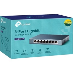 TP-LINK TL-SG108 8-Port 10/100/1000Mbps Desktop Gigabit Steel Cased Switch - 8 Ports - Gigabit Ethernet - 10/100/1000Base-