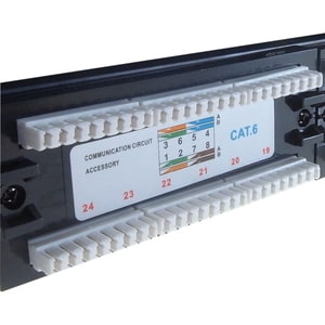 Computer Gear 24 Port(s) Network Patch Panel - Black - 24 x RJ-45 - 1U High - 19" Wide - Rack-mountable