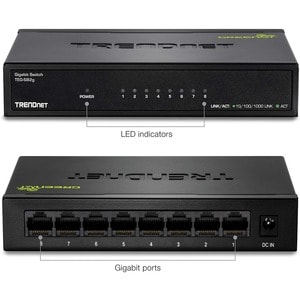 TRENDnet 8-Port Gigabit GREENnet Switch, Ethernet Network Switch, 8 x 10-100-1000 Mbps Gigabit Ethernet Ports, 16 Gbps Swi