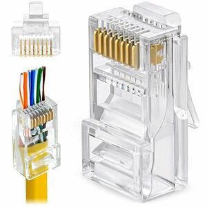 4XEM 100 Pack Cat5E RJ45 Modular Ethernet Plugs for Stranded or Solid CAT5E Cable - 100 Pack Modular RJ45 Ethernet ends fo