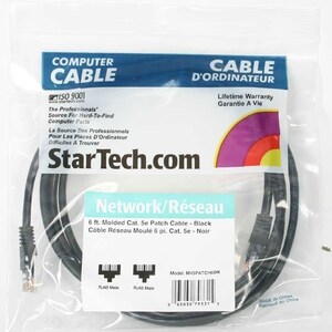 StarTech.com Cable de Red 1.8m Categoría Cat5e UTP RJ45 Fast Ethernet - Patch Moldeado - Negro - Cable de conexión - Negro