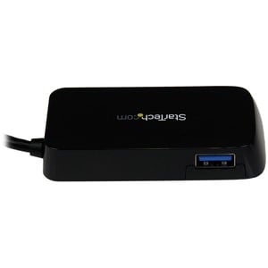 StarTech.com Portable 4 Port SuperSpeed Mini USB 3.0 Hub - Black - Add four USB 3.0 ports to your notebook or Ultrabook us