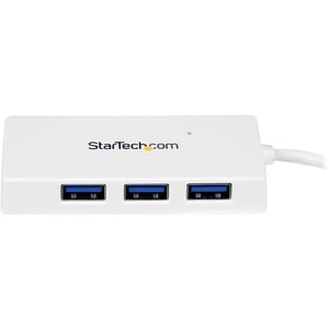 StarTech.com Portable 4 Port SuperSpeed Mini USB 3.0 Hub - White - Add four external USB 3.0 ports to your notebook or Ult
