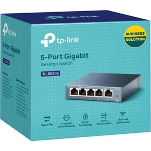 TP-Link TL-SG105 5 Ports Ethernet Switch - Gigabit Ethernet - 10/100/1000Base-T - 2 Layer Supported - Twisted Pair - Desktop