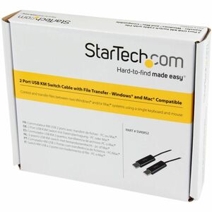 StarTech.com 2 Port USB Keyboard Mouse Switch Cable w/ File Transfer for PC and MacÂ® - Cable for Keyboard/Mouse, Switch, 