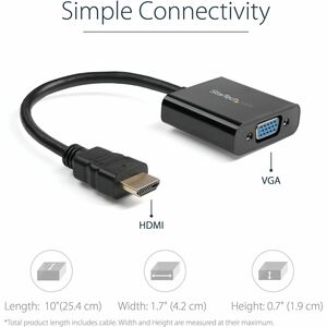 StarTech.com HDMI to VGA Adapter - 1080p - 1920 x 1200 - Black - HDMI Converter - VGA to HDMI Monitor Adapter - 1 x 19-pin