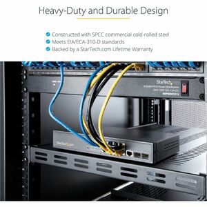 StarTech.com 1U 4-Post 19.5 to 38in Adjustable Mounting Depth Vented Rack Mount Shelf - Heavy Duty Fixed Rack Shelf - 330l