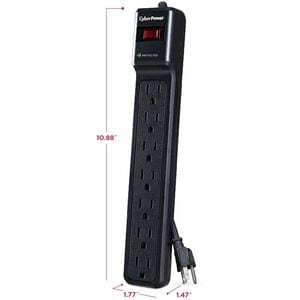 CyberPower CSB706 Essential 7-Outlets Surge Suppressor with 1500 Joules and 6FT Cord - Plain Brown Boxes - Black - 7 x NEM