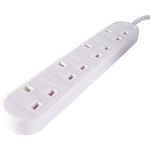 connektgear Power Strip - BS 1363/A - 4 x BS 1363/A - 2m Cord - 13 A Current - 230 V AC Voltage - Wall Mountable - White