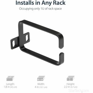 StarTech.com 1U Vertical 2.2 x 3.9in Server Rack Cable Management D-Ring Hook w/ Flexible Opening - Network Rack-Mount Cor