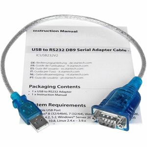 StarTech.com Data Transfer Adapter - 1 Pack - 1 x 9-pin DB-9 RS-232 Serial - Male - 1 x 4-pin USB 2.0 Type A - Male - Black