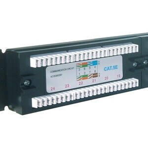 Group Gear 24 Port(s) Network Patch Panel - Black - 24 x RJ-45 - 1U High - 19" Wide - Rack-mountable