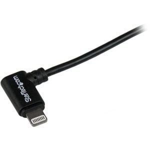 StarTech.com 2m (6ft) Angled Black Apple 8-pin Lightning Connector to USB Cable for iPhone / iPod / iPad - First End: 1 x 