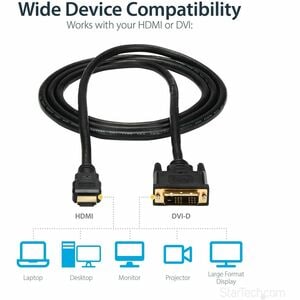 Cavo Video StarTech.com - 1,83 m DVI/HDMI - 1 Unità - Cable for Dispositivo video, Televisore LCD, Proiettore, TV, Lettore