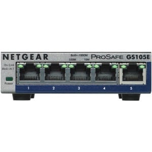 Netgear ProSafe Plus Switch, 5-Port Gigabit Ethernet - 5 Ports - Manageable - Gigabit Ethernet - 10/100/1000Base-T - 2 Lay