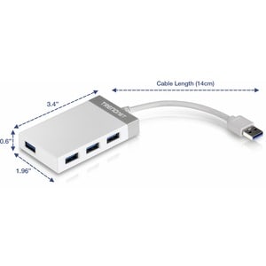 TRENDnet TU3-H4E USB-Hub - USB - Extern - 4 Total USB Port(s) - 4 USB 3.0 Port(s) - PC, PC, Mac