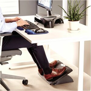 Fellowes Office Suites™ Adjustable Footrest - 30° Tilt - Black, Silver - 1 Each