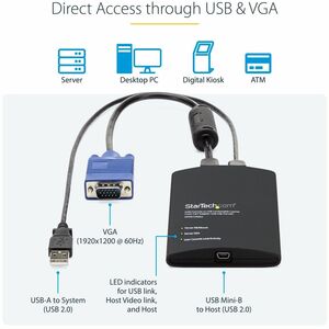 StarTech.com USB Crash Cart Adapter with File Transfer & Video Capture at 1920 x1200 60Hz, TAA - KVM adapter accesses any 