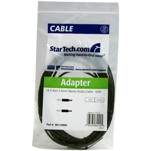 StarTech.com 15 ft Slim 3.5mm Stereo Audio Cable - M/M - Easily connect an iPod or other MP3 player to your stereo