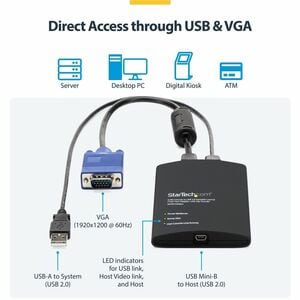 StarTech.com USB Crash Cart Adapter with File Transfer & Video Capture at 1920 x1200 60Hz, TAA - KVM adapter accesses any 