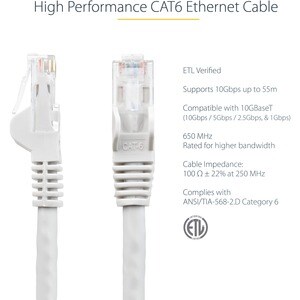 5M CAT6 WHITE SNAGLESS GIGABIT ETHERNET RJ45 CBL MALE TO MALE