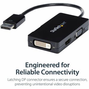 StarTech.com Travel A/V adapter: 3-in-1 DisplayPort to VGA DVI or HDMI converter - Connect a DisplayPort-equipped PC to an