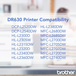 Brother DR630 Drum Unit - Laser Print Technology - Black - 1 Each